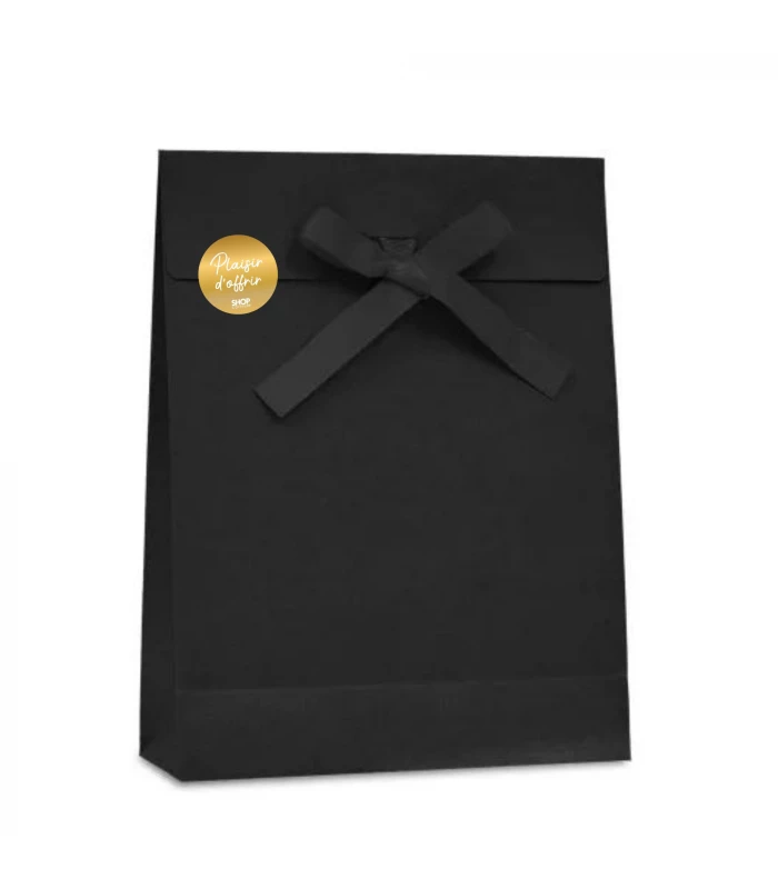 Pochette cadeau noire avec ruban