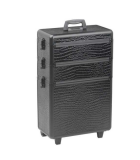 Valise croco noir à etages - SINELCO FRANCE