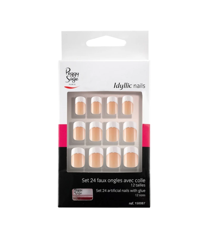 Kit 24 faux ongles Idyllic nails - Silver French