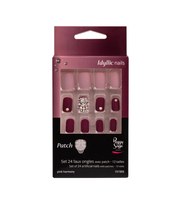 Set 24 faux ongles avec patch - Pink Harmony